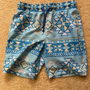 Surf Cuz Boys Blue Geometric Swim Trunks